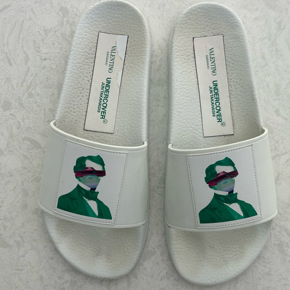 Maison VALENTINO x undercover labs, white slides USED IN GOOD CONDITION, AS IS